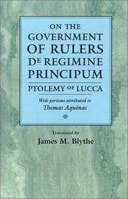 Tapa de On the Government of Rulers de Regimine Principum