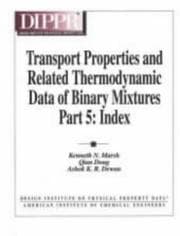Tapa de Transport properties and related thermodynamic data of binary mixtures