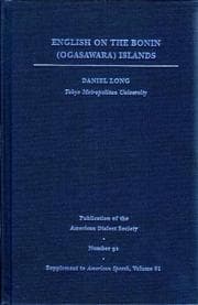 Tapa de English On The Bonin (Ogasawara) Islands (Publication of the American Dialect Society (PADS))