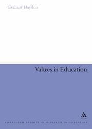 Tapa de Values in Education (Continuum Studies in Research in Education)