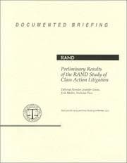 Tapa de Preliminary Results of the RAND Study of Class Action Litigation