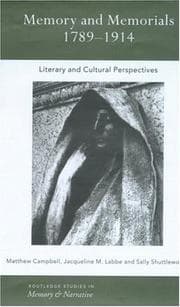 Tapa de Memory and Memorials, 1789-1914
