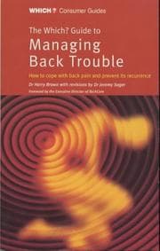 Tapa de "Which?" Guide to Managing Back Trouble ("Which?" Consumer Guides)
