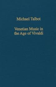 Tapa de Venetian Music in the Age of Vivaldi (Collected Studies, Cs661)