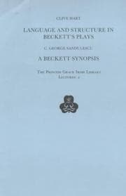 Tapa de Language and Structure in Beckett's Plays (Princess Grace Irish Library Lectures, No 2)