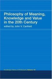 Tapa de Philosophy of Meaning, Knowledge and Value in the 20th Century