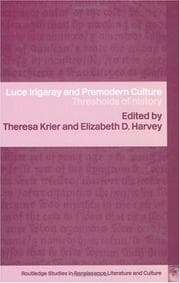 Tapa de Luce Irigaray and premodern culture