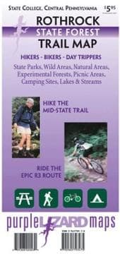 Tapa de Rothrock State Forest Trail Map; State College, Pennsylvania