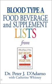 Tapa de Blood Type a Food, Beverage and Supplement Lists