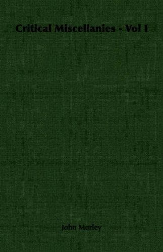 Tapa de Critical Miscellanies - Vol I