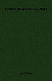 Tapa de Critical Miscellanies - Vol I