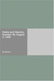 Tapa de Notes and Queries, Number 40, August 3, 1850