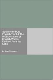 Tapa de Society for Pure English Tract 4 The Pronunciation of English Words Derived from the Latin