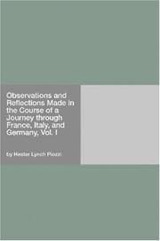 Tapa de Observations and Reflections Made in the Course of a Journey through France, Italy, and Germany, Vol. I
