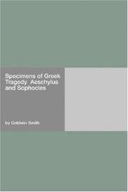 Tapa de Specimens of Greek Tragedy  Aeschylus and Sophocles
