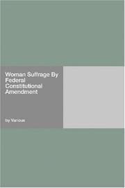 Tapa de Woman Suffrage By Federal Constitutional Amendment