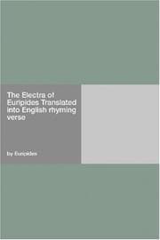 Tapa de The Electra of Euripides Translated into English rhyming verse