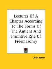 Tapa de Lectures of a Chapter According to the Forms of the Antient and Primitive Rite of Freemasonry