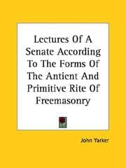 Tapa de Lectures of a Senate According to the Forms of the Antient and Primitive Rite of Freemasonry