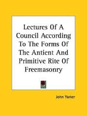 Tapa de Lectures of a Council According to the Forms of the Antient and Primitive Rite of Freemasonry