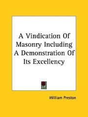 Tapa de A Vindication Of Masonry Including A Demonstration Of Its Excellency