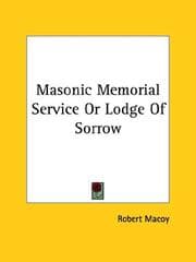 Tapa de Masonic Memorial Service Or Lodge Of Sorrow