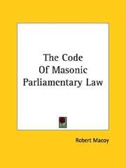 Tapa de The Code Of Masonic Parliamentary Law