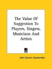 Tapa de The Value of Suggestion to Players, Singers, Musicians and Artists