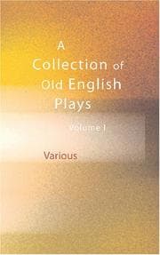 Tapa de A Collection of Old English Plays, Volume 1