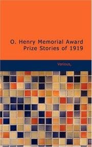 Tapa de O. Henry Memorial Award Prize Stories of 1919