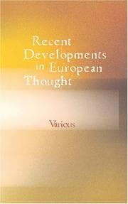 Tapa de Recent Developments in European Thought