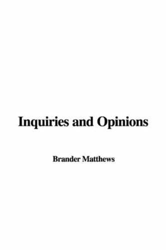 Tapa de Inquiries and Opinions