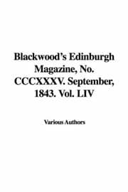 Tapa de Blackwood's Edinburgh Magazine, No. CCCXXXV. September, 1843. Vol. LIV