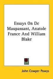 Tapa de Essays on de Maupassant, Anatole France, William Blake