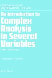 Tapa de An Introduction to Complex Analysis in Several Variables (North-Holland Mathematical Library)