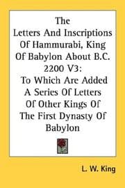 Tapa de The Letters And Inscriptions Of Hammurabi, King Of Babylon About B.C. 2200 V3