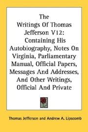 Tapa de The Writings Of Thomas Jefferson V12