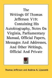 Tapa de The Writings Of Thomas Jefferson V19