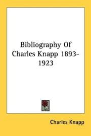 Tapa de Bibliography Of Charles Knapp 1893-1923