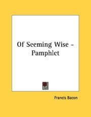 Tapa de Of Seeming Wise - Pamphlet
