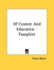 Tapa de Of Custom And Education - Pamphlet