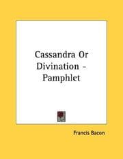 Tapa de Cassandra Or Divination - Pamphlet