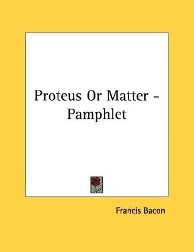 Tapa de Proteus Or Matter - Pamphlet
