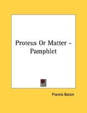 Tapa de Proteus Or Matter - Pamphlet