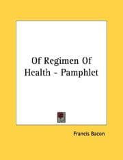 Tapa de Of Regimen Of Health - Pamphlet