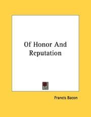 Tapa de Of Honor And Reputation