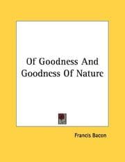 Tapa de Of Goodness And Goodness Of Nature