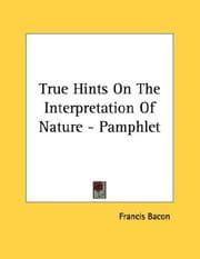 Tapa de True Hints On The Interpretation Of Nature - Pamphlet