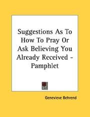 Tapa de Suggestions As To How To Pray Or Ask Believing You Already Received - Pamphlet