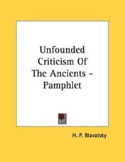 Tapa de Unfounded Criticism Of The Ancients - Pamphlet